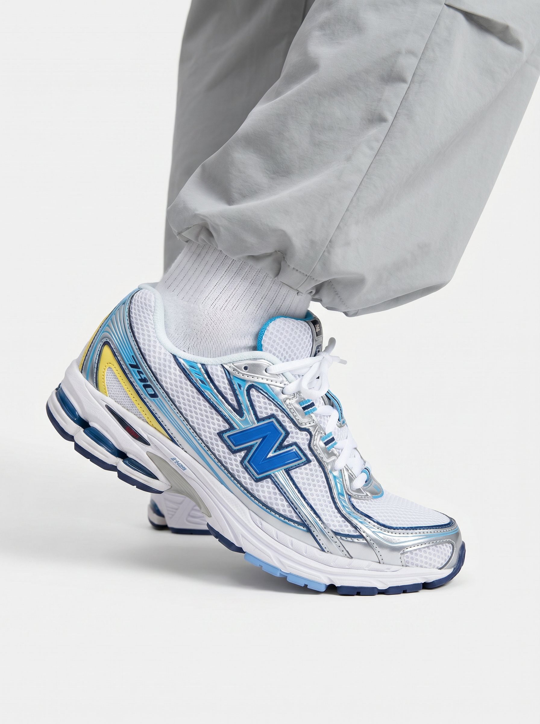 New Balance 740 - White Silver Sky Blue Yellow